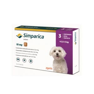 Simparica 3 comprimidos 2,5 Kg. a 5 Kg.