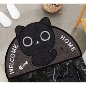 Limpiapiés Alfombra: Bienvenida Mascota Cocina Baño  GATO NEGRO