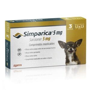 Simparica 3 comprimidos 1,3 Kg. a 2,5 Kg.