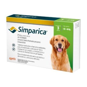 Simparica 3 comprimidos 20 Kg. a 40 Kg.