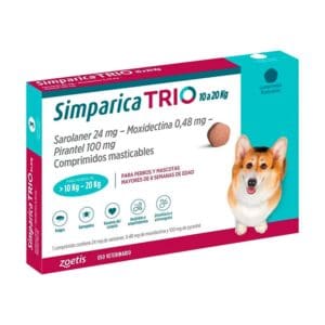 Simparica Trio 3 comprimidos 10 Kg. a 20 Kg.