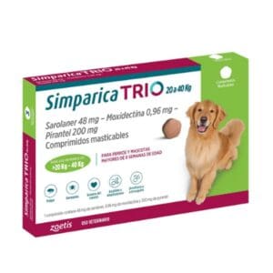 Simparica Trio 3 comprimidos  20 Kg. a 40 Kg.
