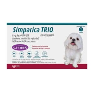 Simparica Trio 1 comprimido  2,6 Kg. a 5 Kg.